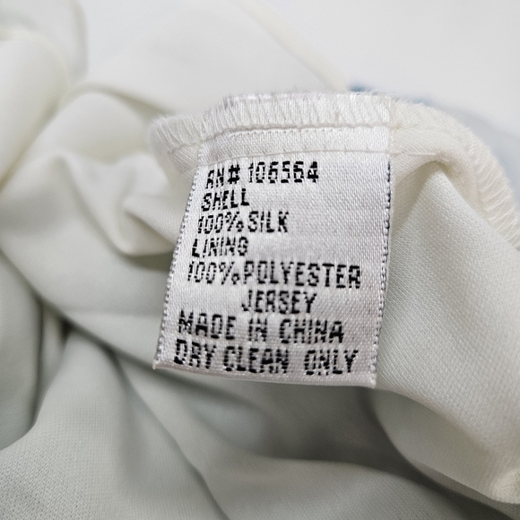 NEW VINTAGE 90s Morrell Maxie 100% Silk Blue Tropical Asymmetrical Hem Dress 6 - Picture 5 of 5